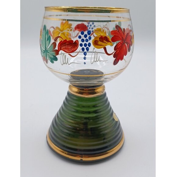 Reuge Musical Hand Painted Fall Leaves Floral Wine Glass Music Box - Picture 5 of 6